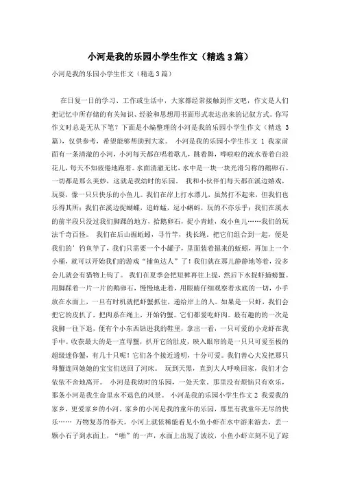 小河是我的乐园小学生作文(精选3篇)