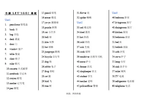 牛津少儿英语Let27s go 2应会单词