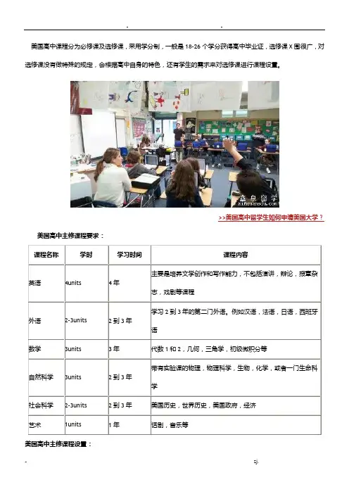 美国高中课程设置及毕业学分要求介绍