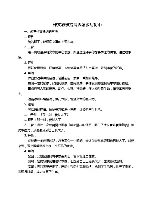 作文叙事提纲该怎么写初中