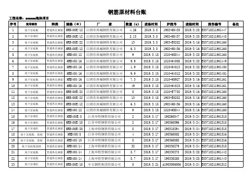 钢筋进场台账