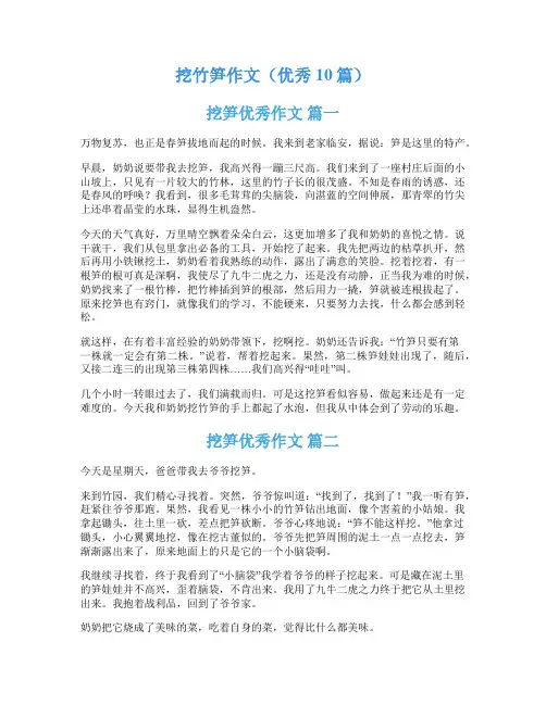 挖竹笋作文(优秀10篇)