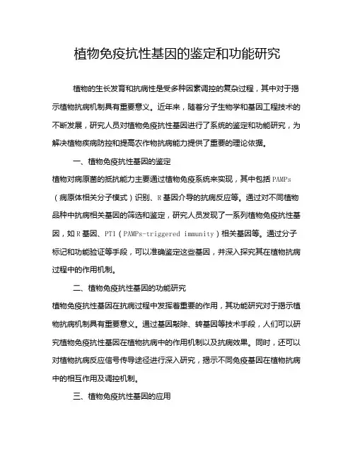 植物免疫抗性基因的鉴定和功能研究