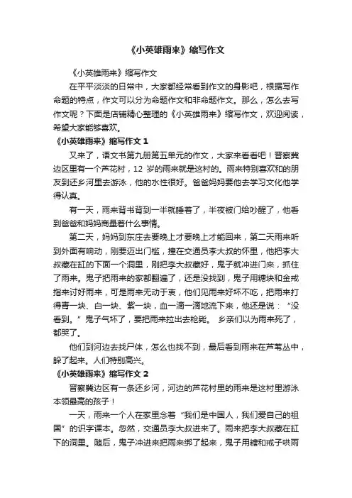 《小英雄雨来》缩写作文