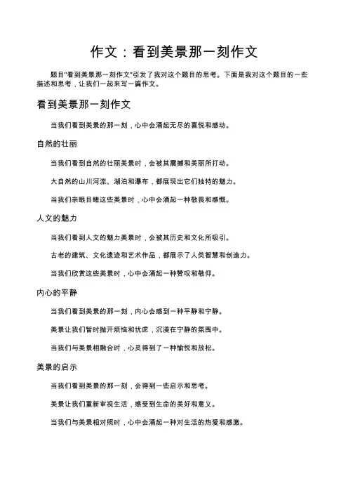 看到美景那一刻作文