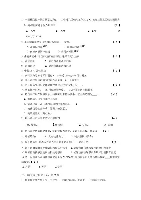 机械设计总复习包含答案