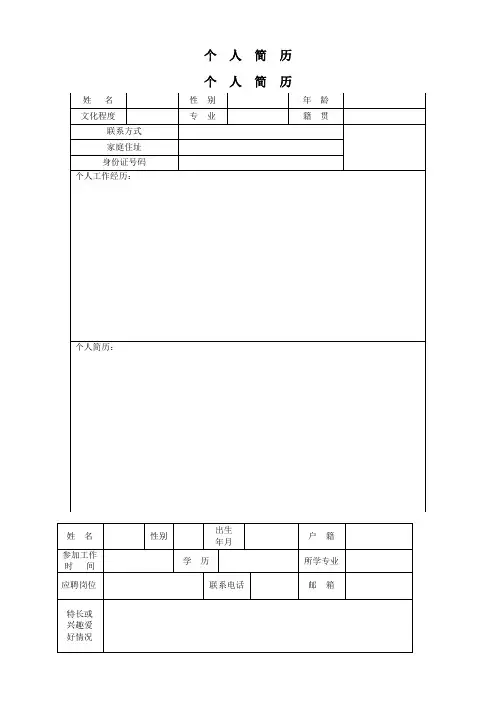 个人求职简历模板(七套)【省心版】