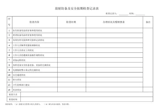 放射防护及安全定期检查记录