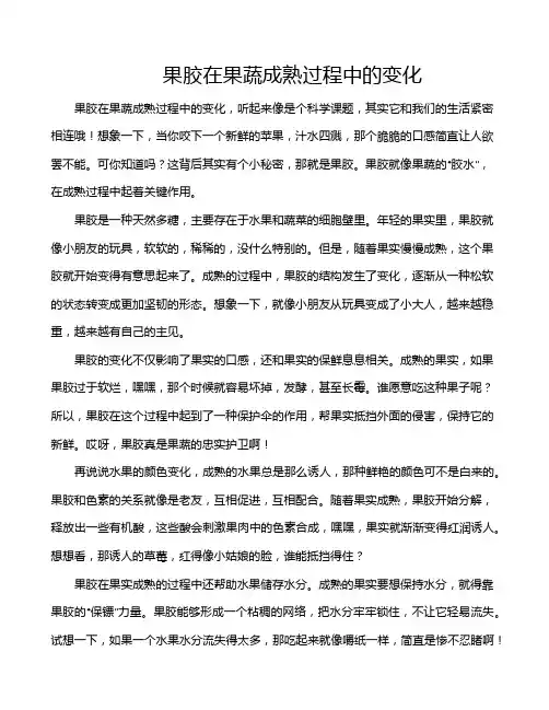 果胶在果蔬成熟过程中的变化