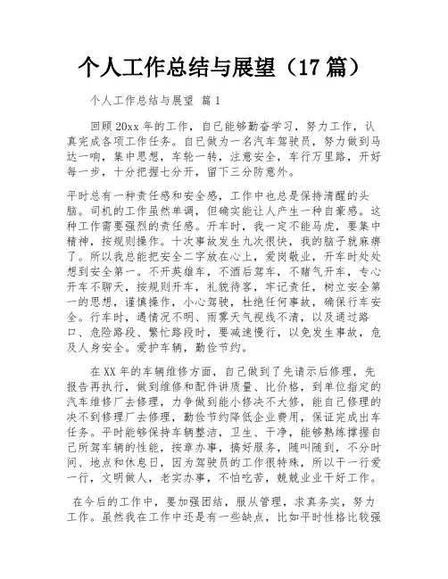 个人工作总结与展望(17篇)