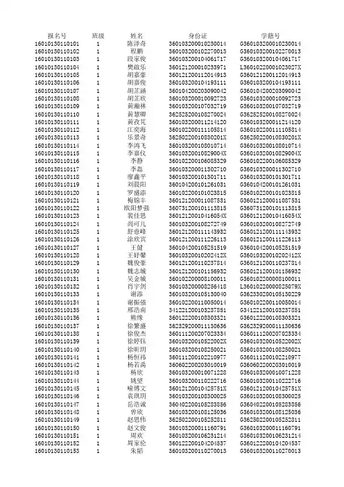 16届中考原始名单