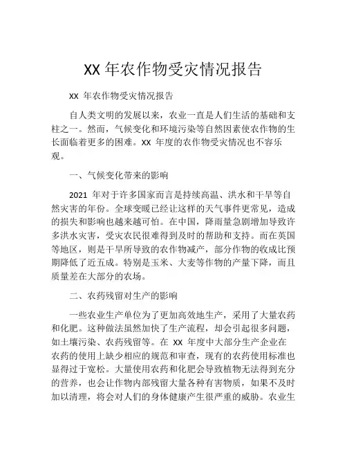 XX年农作物受灾情况报告