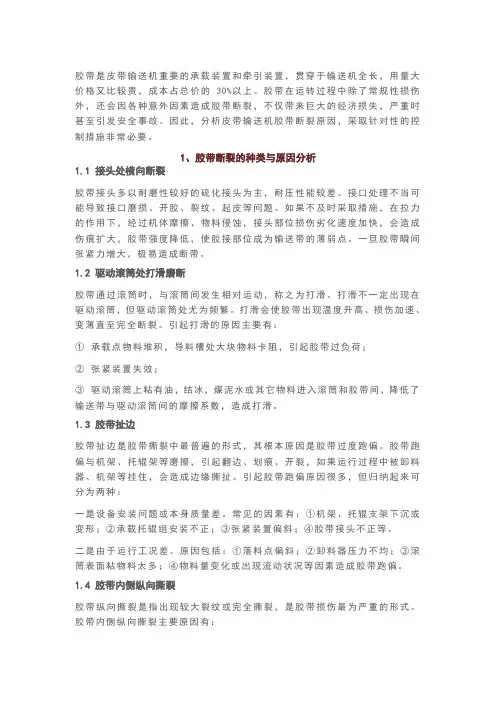 皮带输送机胶带断裂的4种形式及原因分析,附处理方法和控制措施