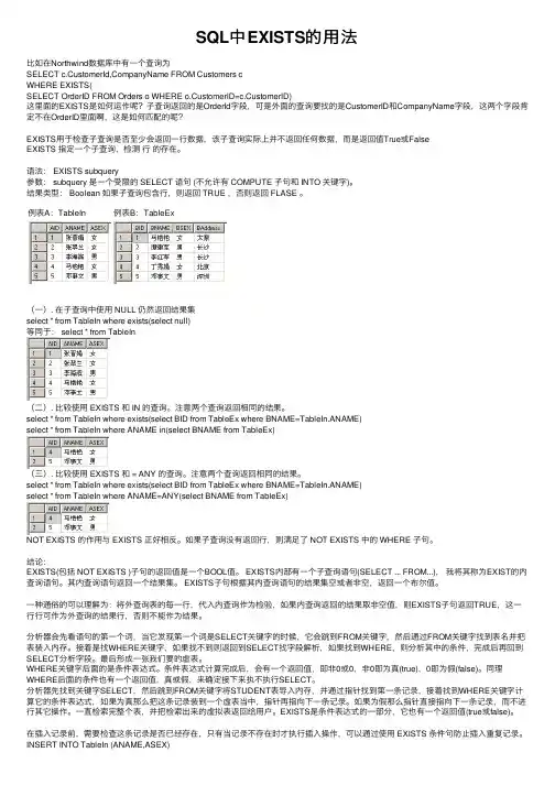 SQL中EXISTS的用法