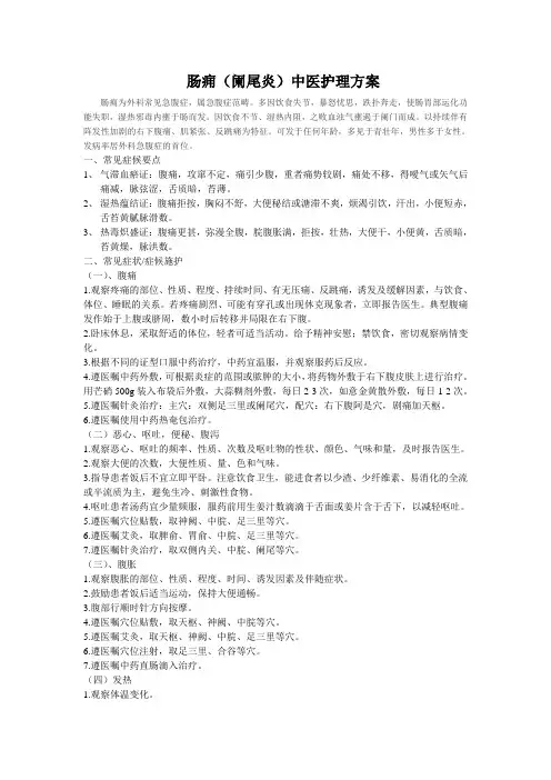 肠痈中医护理方案