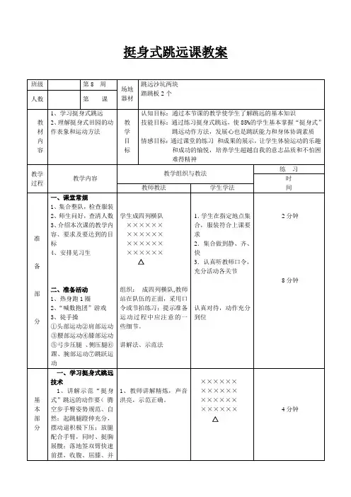 挺身式跳远----教案