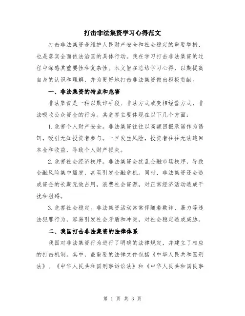打击非法集资学习心得范文