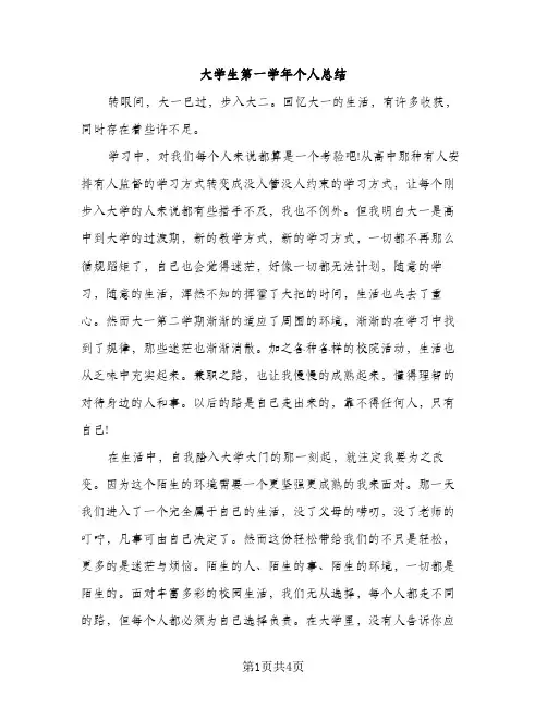 大学生第一学年个人总结（2篇）