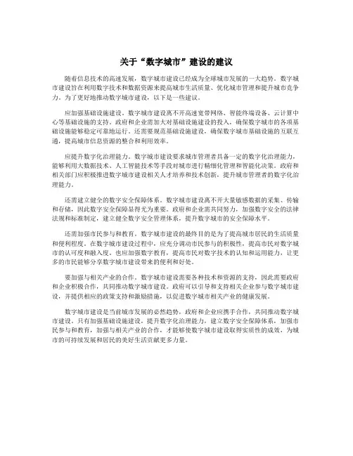 关于“数字城市”建设的建议