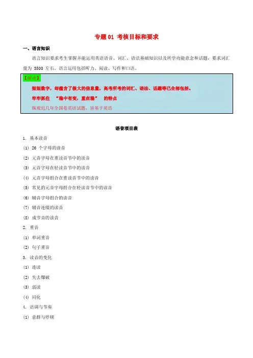 2019年高考英语考试大纲解读专题01考核目标和要求含解析