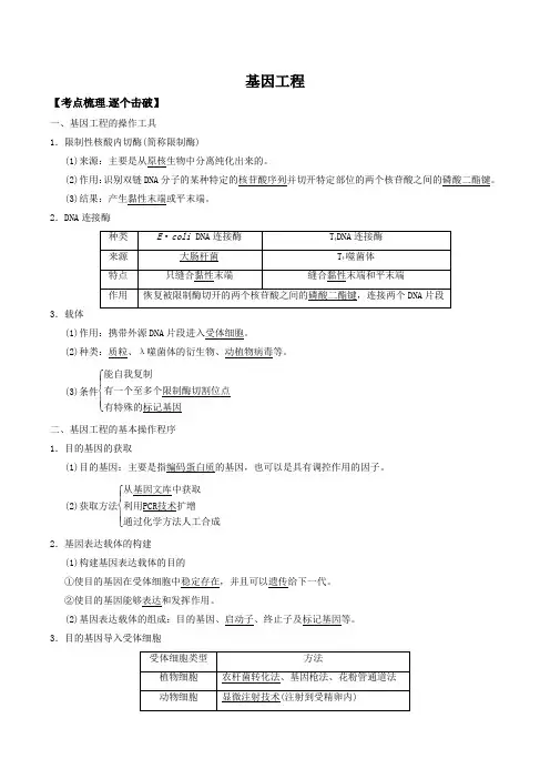 高考生物必备知识大串讲专题 基因工程(解析版)