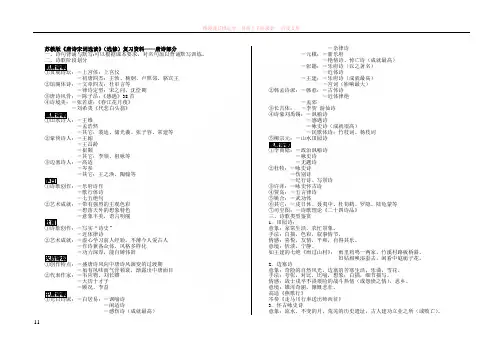 苏教版唐诗宋词选读(选修)复习资料——唐诗部分