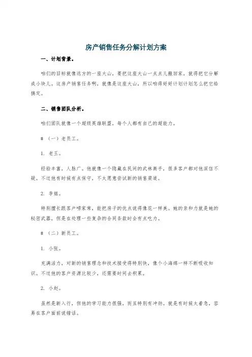 房产销售任务分解计划方案