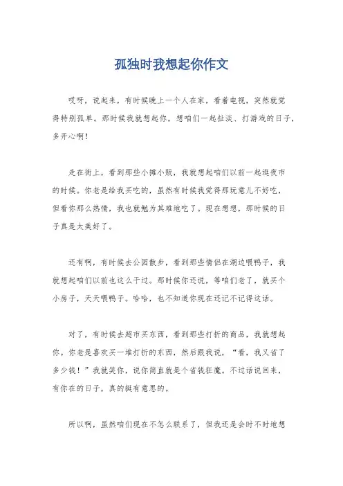 孤独时我想起你作文