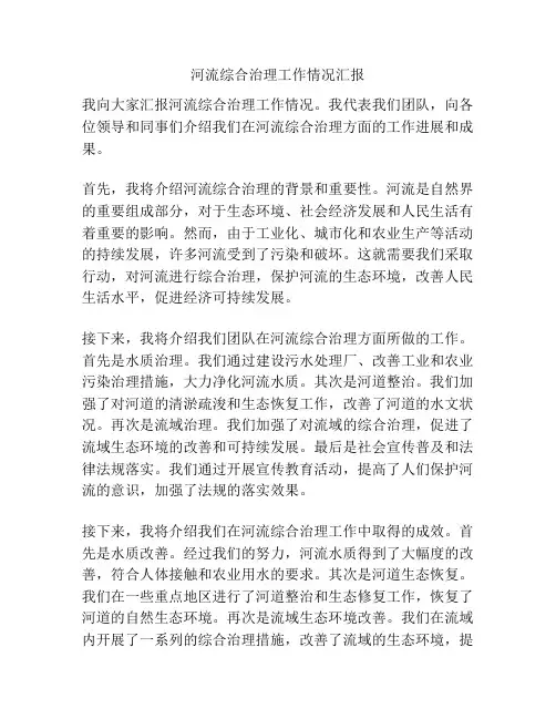 河流综合治理工作情况汇报