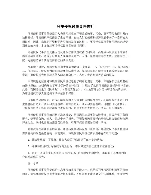 环境侵权民事责任探析