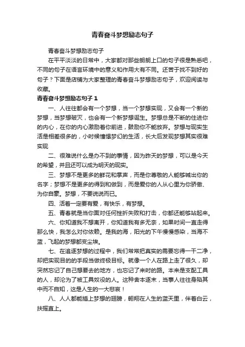 青春奋斗梦想励志句子