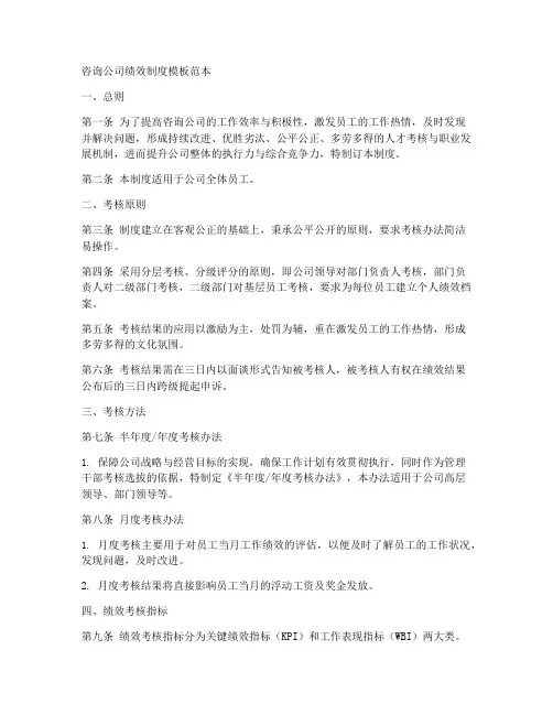 咨询公司绩效制度模板范本
