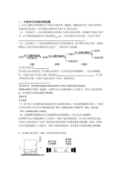中考化学培优 易错 难题(含解析)之探究题附答案