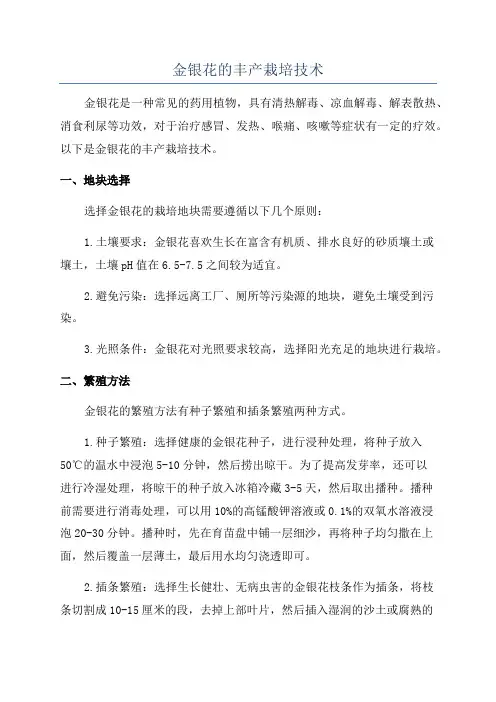 金银花的丰产栽培技术