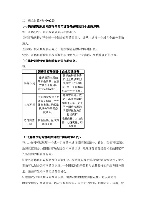 市场营销16版课后习题答案