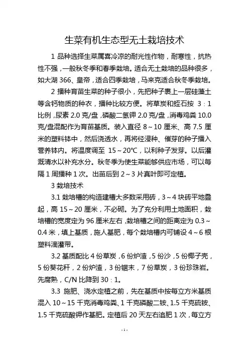 生菜有机生态型无土栽培技术