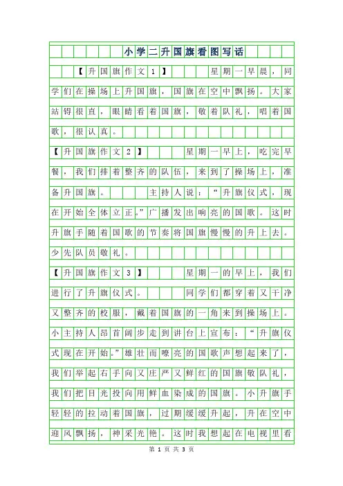 2019年小学二年级升国旗看图写话