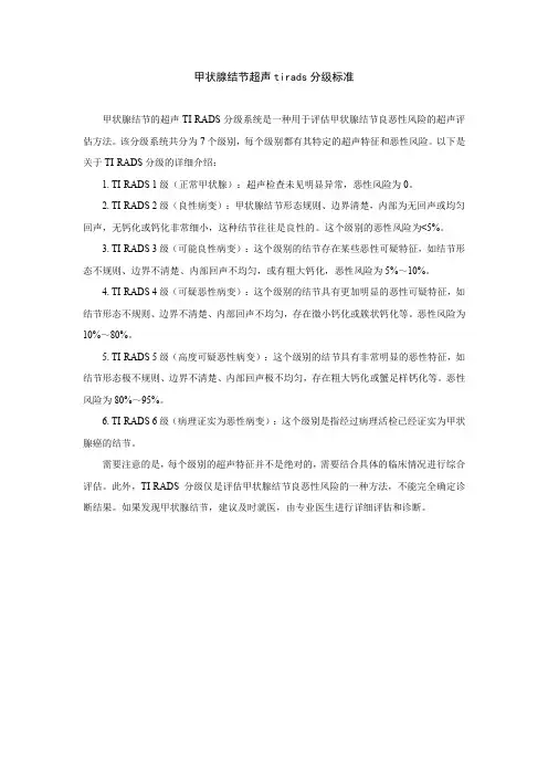 甲状腺结节超声tirads分级标准