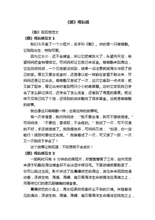 《鹬》观后感
