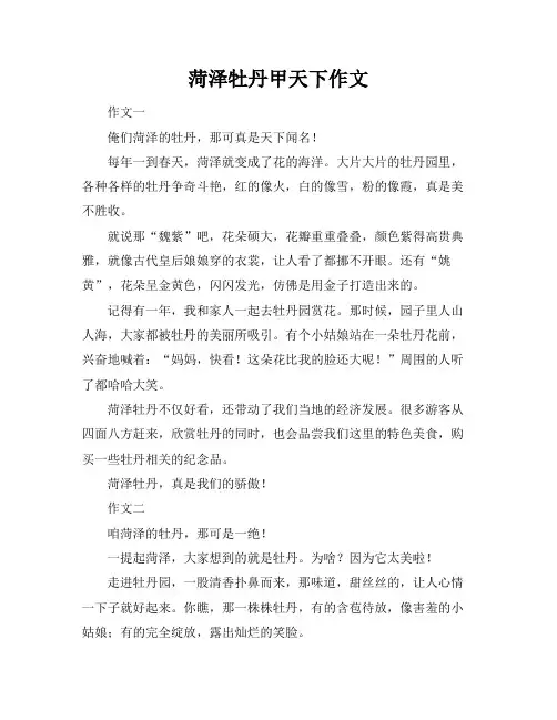 菏泽牡丹甲天下作文