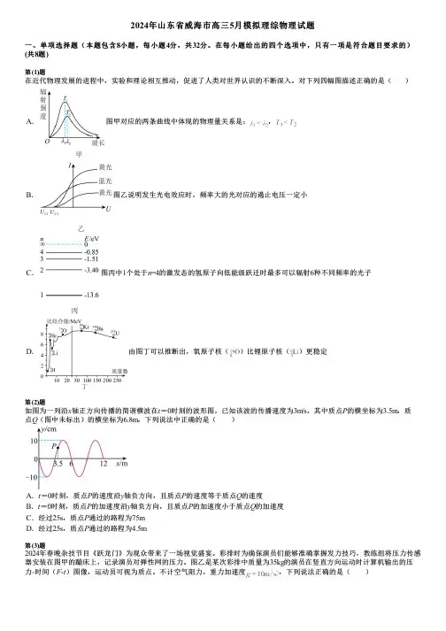 2024年山东省威海市高三5月模拟理综物理试题
