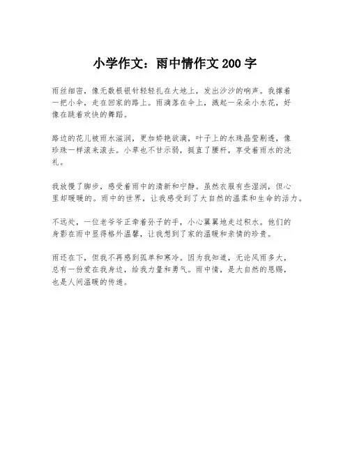 小学作文：雨中情作文200字