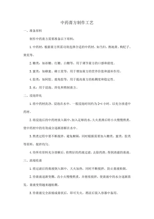 中药膏方制作工艺