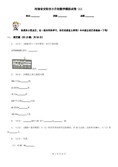 河南省安阳市小升初数学模拟试卷(1)