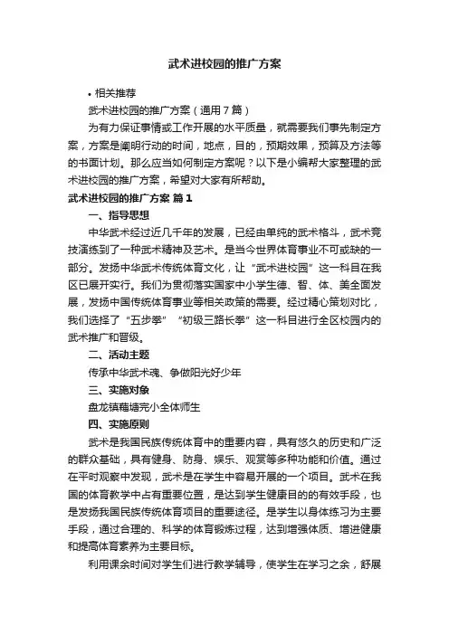 武术进校园的推广方案
