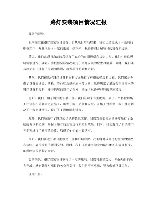 路灯安装项目情况汇报