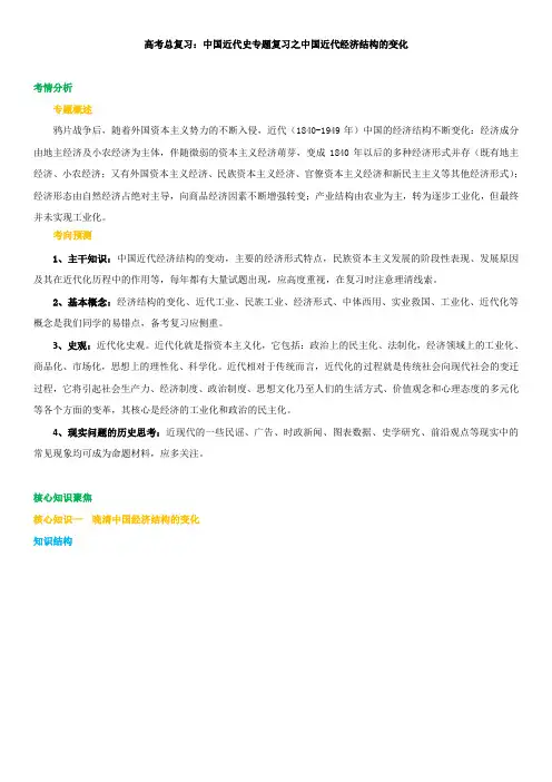 43高考总复习：中国近代史专题复习之中国近代经济结构的变化知识讲解