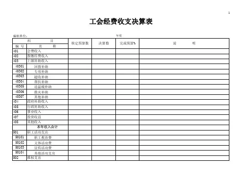工会经费收支决算表