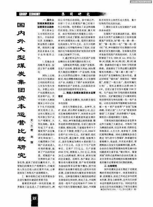 国内外大型煤炭集团资本运营比较研究