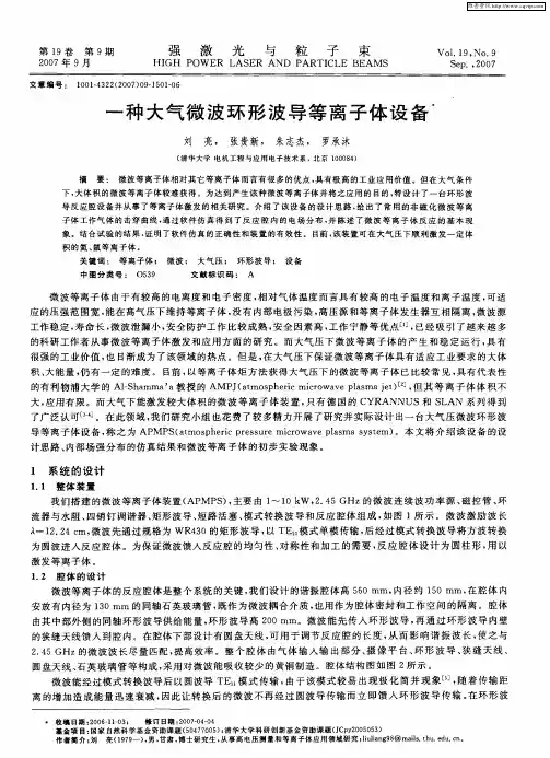 一种大气微波环形波导等离子体设备
